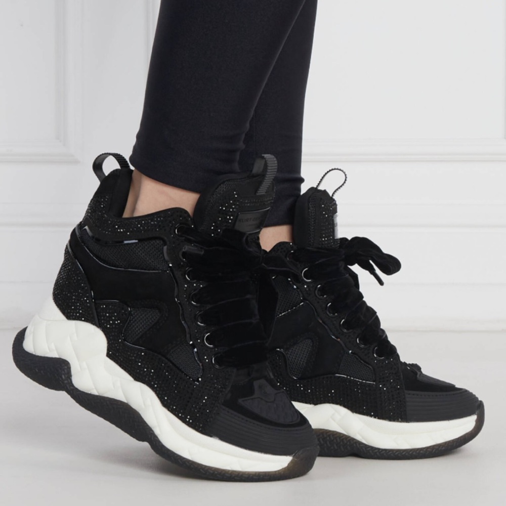 Kurt Geiger Black and White Chunky High-Top Sneakers